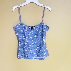 Light blue floral knit camisole